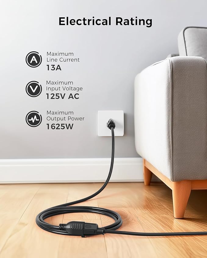 [UL Listed] Cable Matters 16 AWG Heavy Duty 13A Long Power Extension Cord - 50ft, 3 Prong Power Cord Extension, NEMA 5-15P to NEMA 5-15R, Black