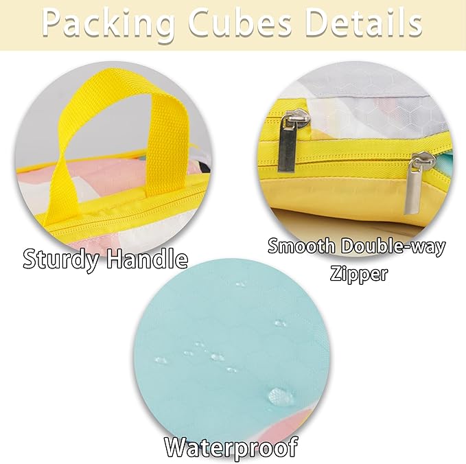 8 Pcs Compression Packing Cubes Travel for Suitcases, Waterproof Luggage Organizer Washable Storage Bags Set for Backpack Travel- Packaging Cubes for Carry-Ons and Storage