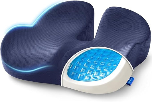 ZIKEE Gel Seat Cushion for Office Chair and Car Seat with Ergonomic Zoning, Memory Foam Chair Cushion for Sciatica, Lower Back, Tailbone Pain Relief and Intimate Ventilation, Non-Slip & Airy Cover