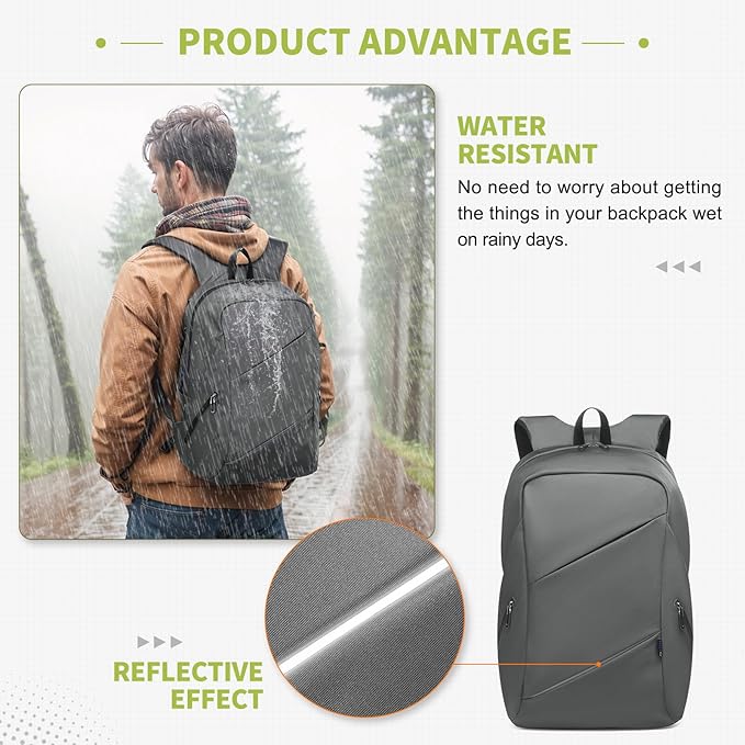 Travel Laptop Backpack, Anti-Theft Carry On Backpack Professional, TSA-Approved Water-Resistant Rucksack for Work Men Women Fits 16 Inch Notebook, Grey