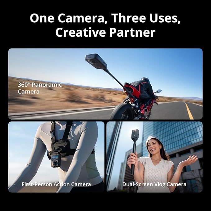 DJI Osmo 360 Camera, Waterproof 360° Action Camera with 1-Inch 360° Imaging, Native 8K 360° Video, 105GB Built-in Storage, 120MP 360° Photo, 100-Min 8K Recording, Action Camera for Sports