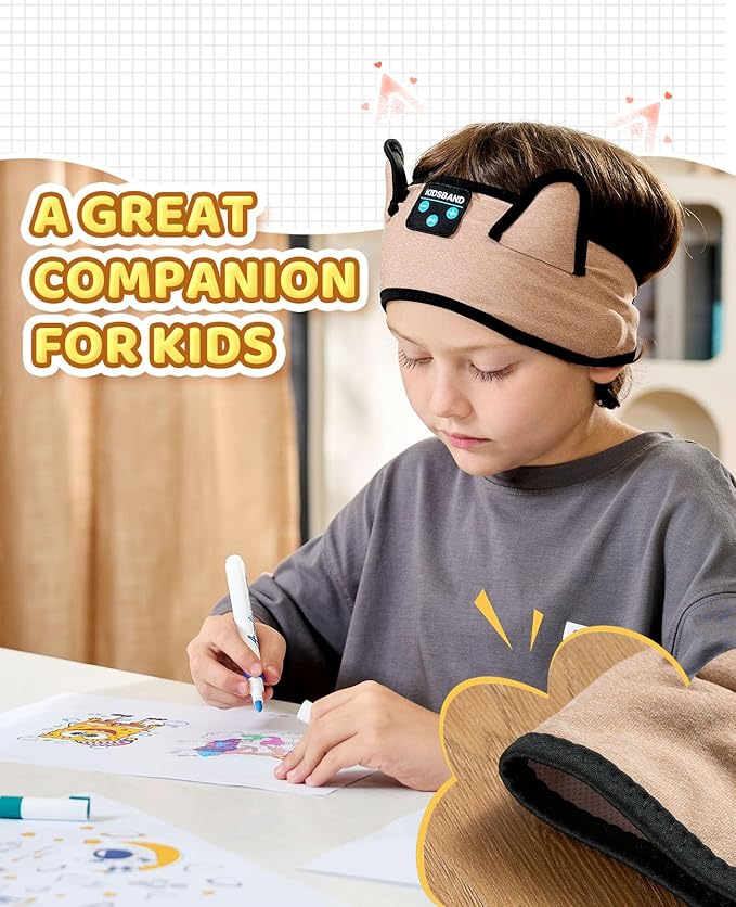 KIDSBAND Kids Headphones, Over On The Ear Toddler/Baby Headband Headphones - Volume Limited with Thin Speakers & Soft Headband No Pressure On Ears, for Learning/Plane/Travel/Tablet/Computer/Sleep