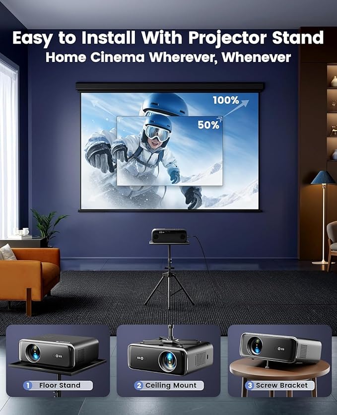 [Netflix-Licensed/4K Supported] Smart Outdoor Projector with WiFi6 and Bluetooth, 800ANSI Movie Projector, DoIby Audio with Dual Speakers, AI Auto Focus with Built-in Apps Proyector, Upgraded P62 Pro