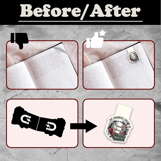 Dark Romance Magnetic Bookmark Gifts - Wxiben 8Pcs Funny Book Mark Magnets Flower Skull Bookmarks Magnetic Romance Magnets Bookmark Page Clip Gift for Women Men Book Lovers Students Teachers Reading