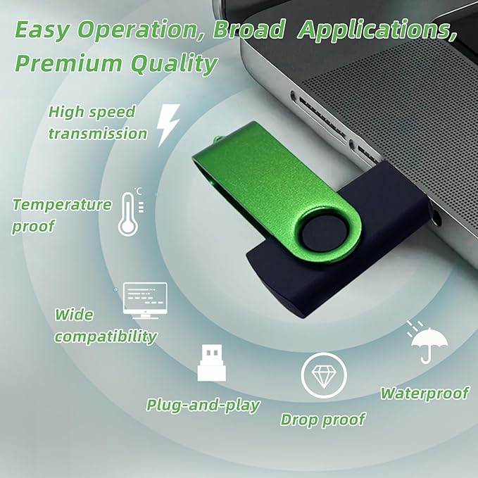 10-Pack 8GB USB 2.0 Flash Drives,XUANREG Thumb USB Drives with 10pack Lanyards Green USB Drive Bulk 8GB Green