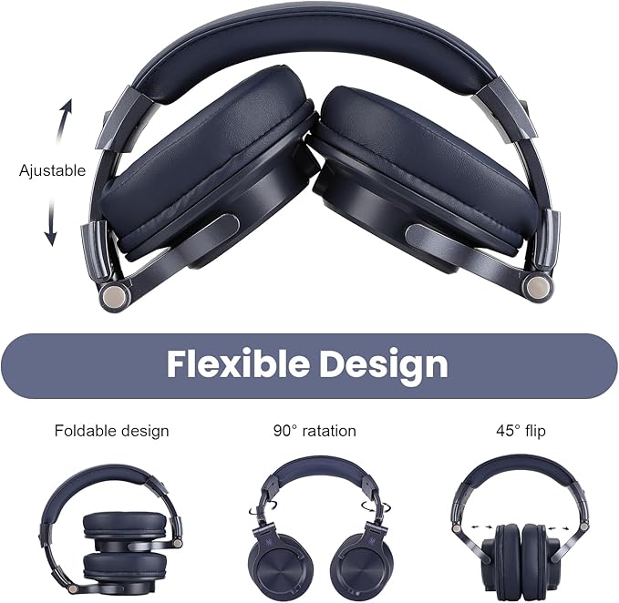 OneOdio A71 Hi-Res Studio Recording Headphones - Wired Over Ear Headphone with SharePort, Monitoring Mixing Foldable Headset with Stereo Sound, 3.5/6.35MM Jack for PC Computer DJ Guitar-Navy Blue