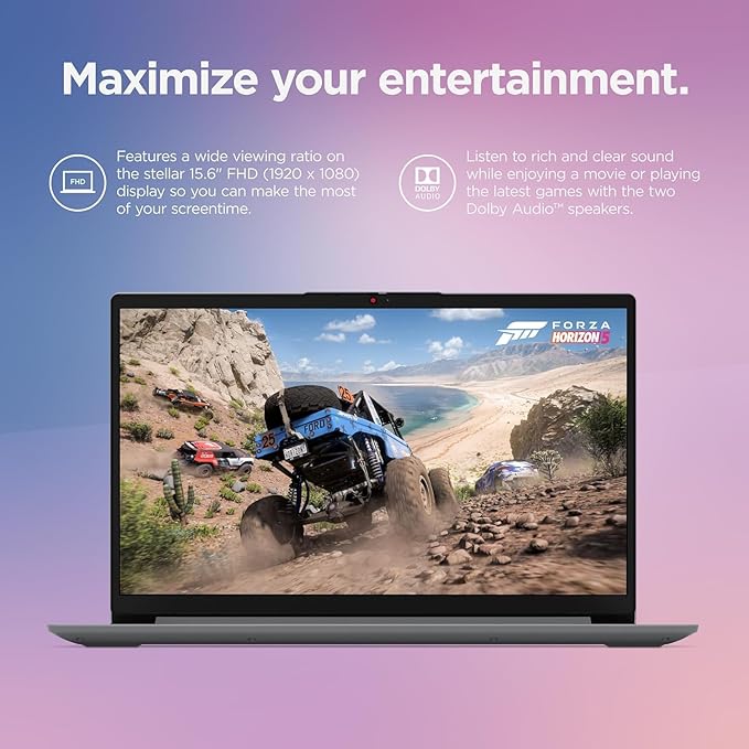 Lenovo IdeaPad 1 Student Laptop, Intel Dual Core Processor, 20GB RAM, 1TB SSD + 128GB eMMC, 15.6" FHD Display, 1 Year Office 365, Windows 11 Home, Wi-Fi 6, Webcam, Bluetooth, SD Card Reader, Grey