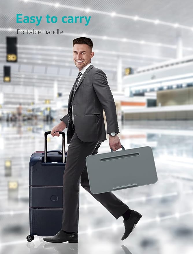 Istudyniture Lap Desk | Portable Laptop Desk & Stand – Fits Up to 17 inch – Washable Cushion, Built-in Phone Holder – for Bed, Couch, Sofa, Floor – Writing, Reading, Home Office – Large, Pink