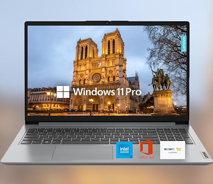Lenovo 15.6" HD IdeaPad Anti-Glare Screen w/ 1 Year Microsoft 365, 2.1TB SSD, 36GB RAM, Windows 11 Pro, WiFi 6, HDMI, USB-C, Intel Processor, SD Card Reader, Up to 9.5 Hours Battery Life, w/WOWPC USB