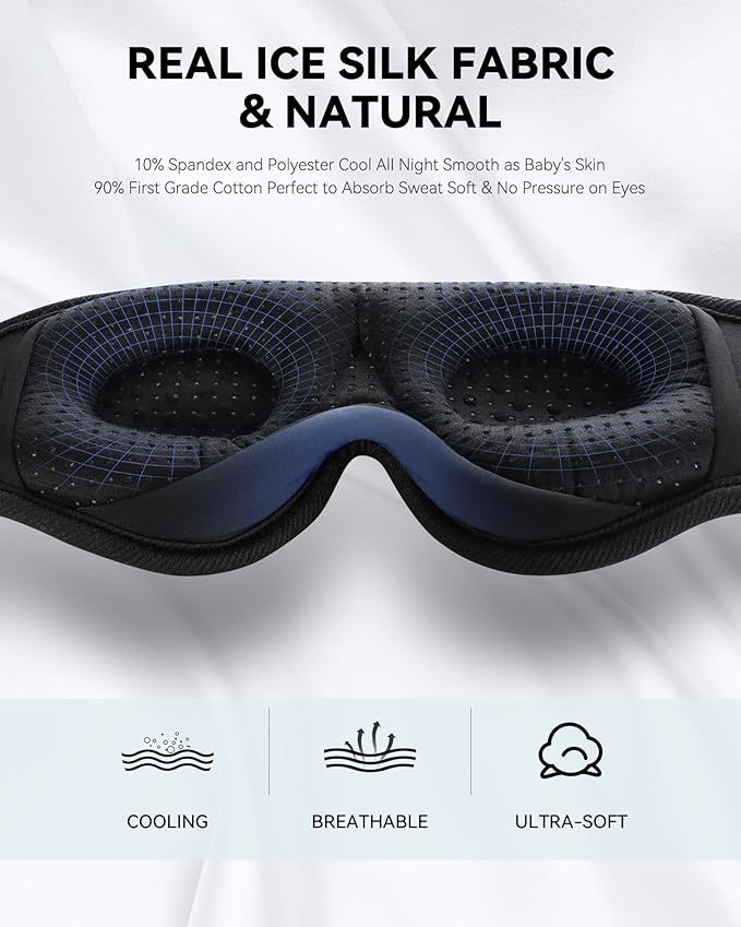 MUSICOZY 3D Bluetooth Sleep Mask with Headphones, Wireless Music Sleep Headband Eye Mask for Side Sleepers, Ideal for Sleeping, Travel, Meditation, Cool Gadgets Unique Gifts