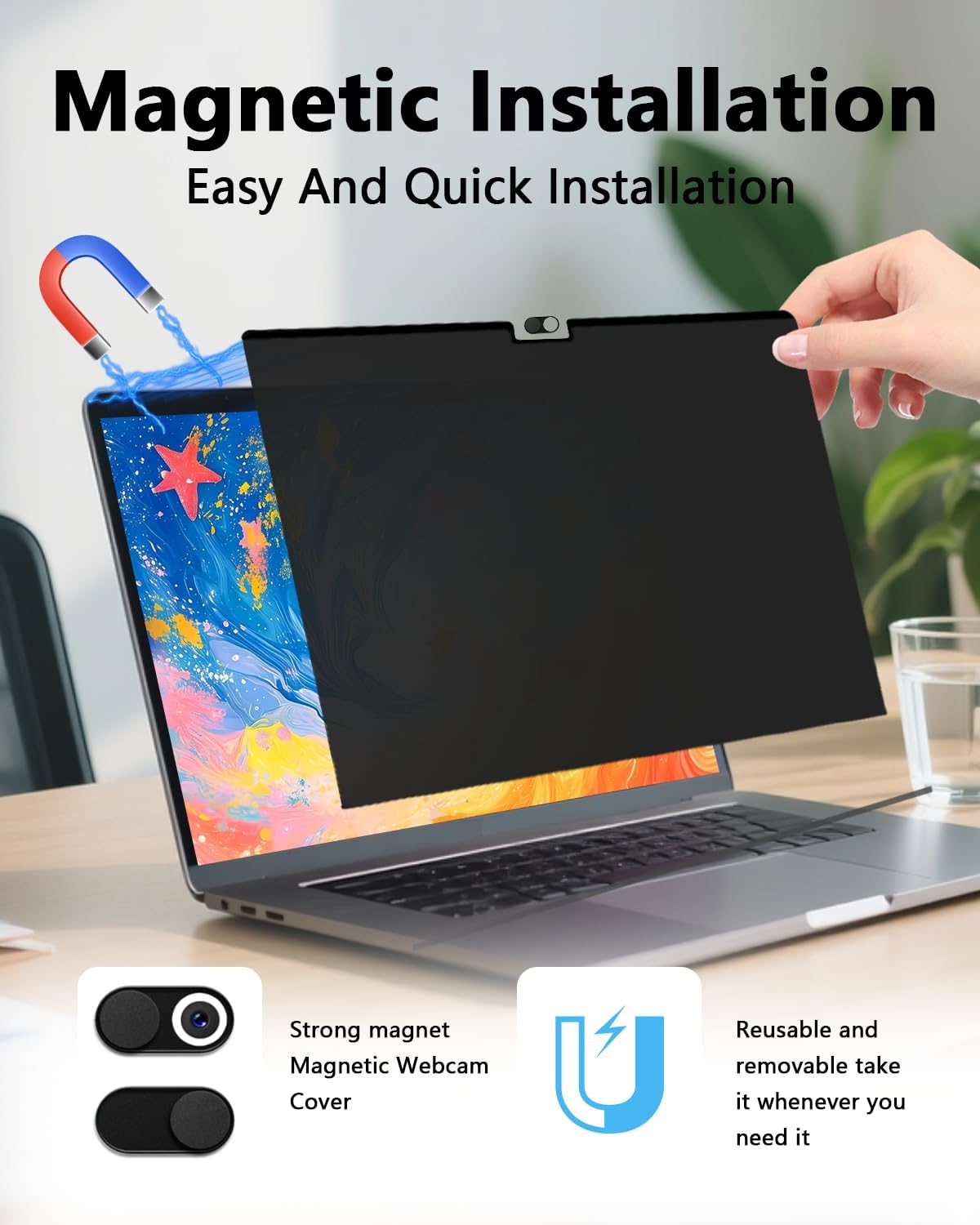 Magnetic Privacy Screen Protector for MacBook Pro 14 Inch 2021-2024 (M1/M2/M3/M4), Removable Anti Spy Glare Blue Light Shield, 14.2" Mac Laptop Privacy Filter