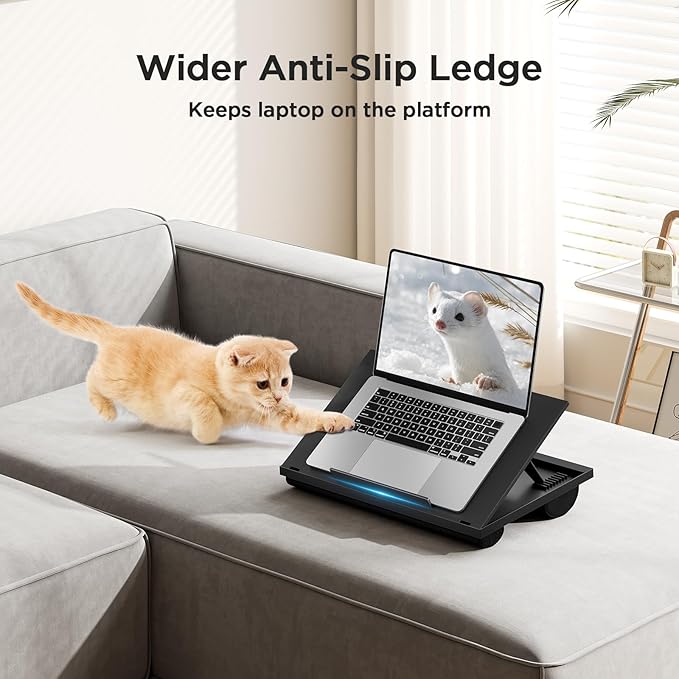 Adjustable Laptop Stand with 8 Angles - Dual Cushion Desk for Sofa, Bed, Car or Work Table by HUANUO