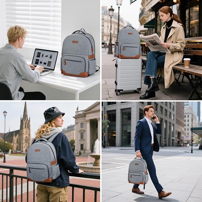 RealCool Laptop Backpack, 31L Travel Backpacks for Women Men, Fits up to 15.6-17 Inch,Water Resistant College Bookbag, for School Business Trip (Gray)