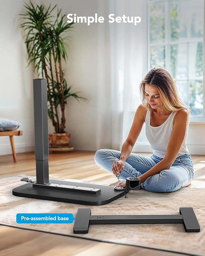 HUANUO Bedside Table with Wheels, Height-Adjustable Rolling Computer Cart, Overbed Table with Cup Holder, Pneumatic Laptop Standing Desk for Home Office, Black (27.6" x 15.7")