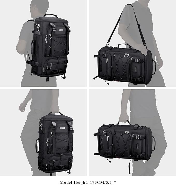 WITZMAN Travel Backpack for Men Convertible Large Carry on Backpack with Shoe Compartment for Airplanes Fit 17 Inch Laptop(B689 Black)