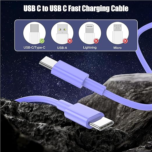 3-Pack Purple [3.3FT+6.6FT+10FT] 60W USB C to USB C Cable, Type C Fast Charging Cable for iPhone Air 17 16e 16 15 Pro Plus Pro Max，for Galaxy S25, for iPad Pro/Air/mini, for MacBook Pro/Air and More