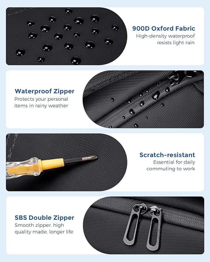 17 Inch Travel Laptop Backpack, Water Resistant Expandable Men's Computer Backpack for Men, Black Laptop Bag with USB Port for Business/Work/College