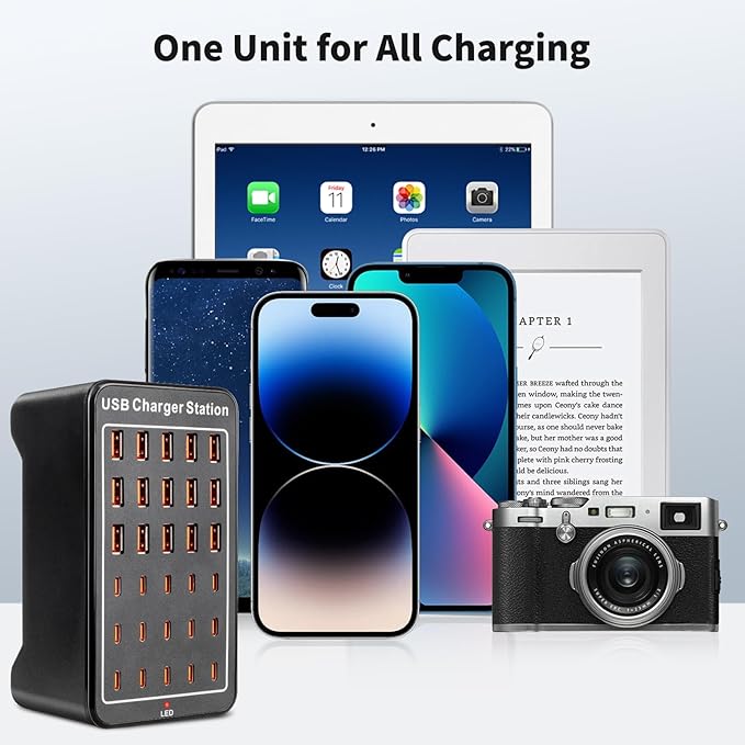 USB~C Charger Block, 150W(30A) 30 Port (15 USB A & 15 USB~C Port) Multiple USB Charging Station, Desktop USB Wall Charger Compatible with iPhone, iPad, Tablets, Smartphones