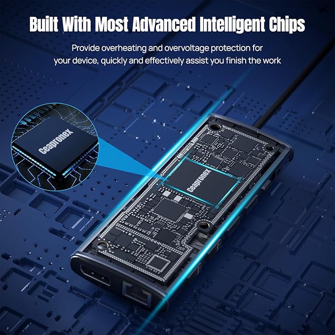 USB C Docking Station UBS C Hub for Laptop Dual Monitors 14 in 1 Multiport Dongle Dock with 2* HDMI +DP+USB C/A 100w PD+Ethernet+Data Transfer for MacBook/HP/Dell/Lenovo Thinkpad/iPad/Mac