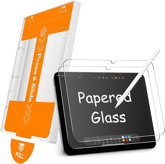 SPARIN 2 Pack Paper Glass Screen Protector for iPad A16 11th/10th Generation (11’’/10.9’’ 2025/2022),Tempered Glass with Easy Alignment Tool, Matte Anti-Glare, Write Like on Paper, Apple Pencil Support
