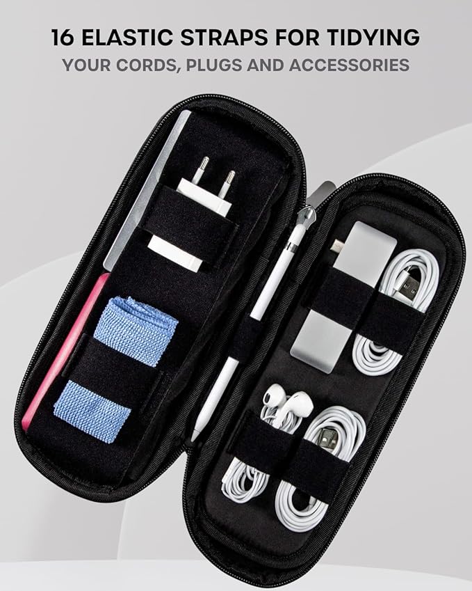 SIDE BY SIDE Electronics Organizer Travel Case for Cables, Charger, Power Bank – Tech Bag for MacBook Accessories, Adapter – Slim Cord Organizer Bag with Gift Box for Travel & Daily Use