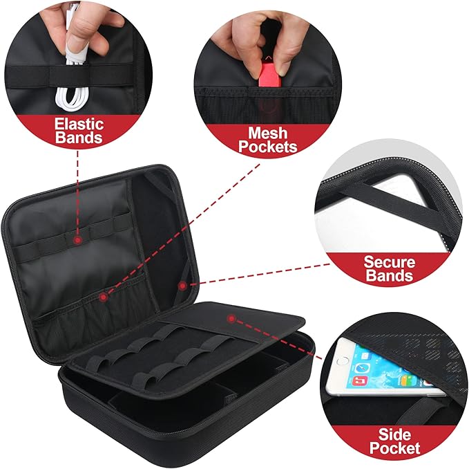 BOVKE Travel Cable Organizer Hard Protective Case