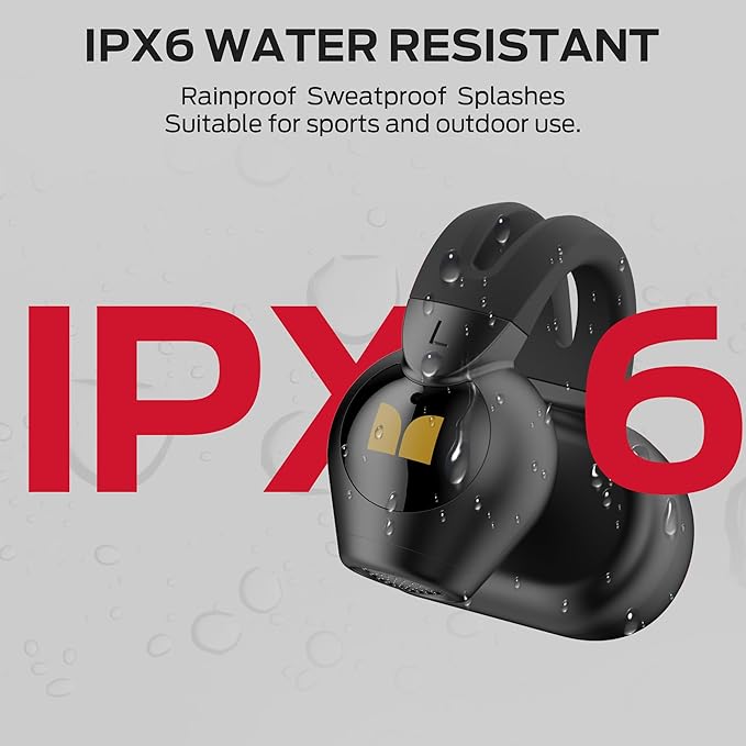Monster Open Ear AC221 Headphones, Bluetooth 6.0 Wireless Earbuds Stereo Sound, Clip on Earbuds With 30H Playback, Clear Calls, Type-C Charging, Touch Control, IPX6 Waterproof Wireless Open Headphones