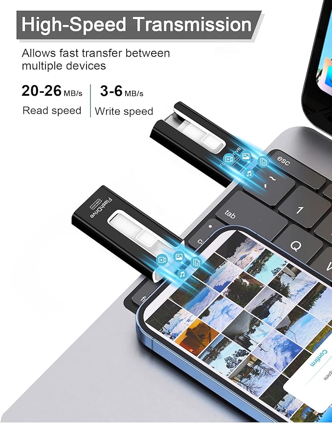 USB Flash Drive 512GB, Photo Stick Memory External Data Storage Thumb Drive Compatible for Phone, Pad, Android, PC and More Devices (Black)