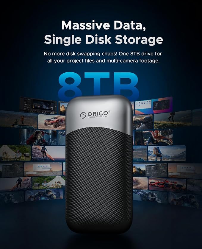 ORICO 8 TB External SSD, Up to 1000MB/s for USB 3.2 Gen 2 Interface, Portable Solid State Drive for Smartphone, Laptop, PC and Game Console, Fast and Reliable Storage Solution - M10Max
