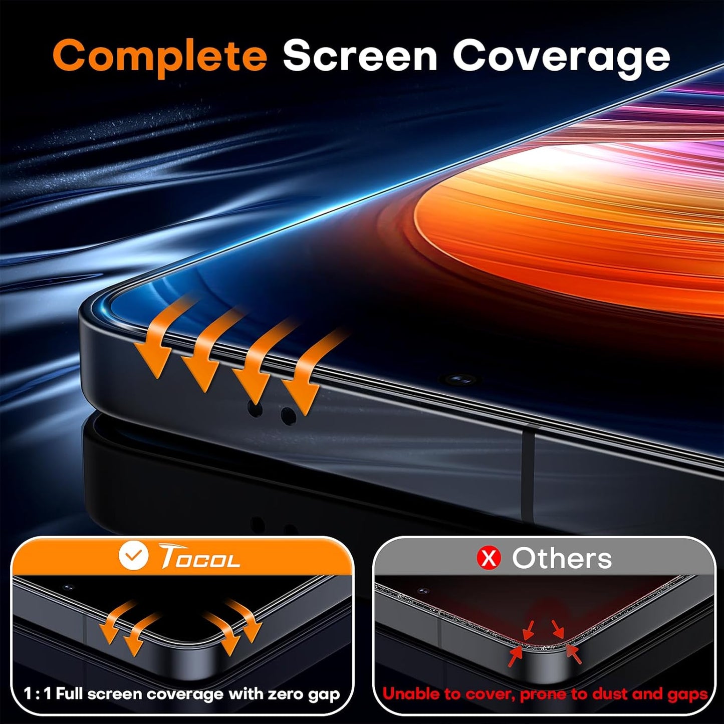 TOCOL for Samsung Galaxy S25 Screen Protector [9H Hardness] [Military Grade Shatterproof] HD Tempered Glass 2 Pack