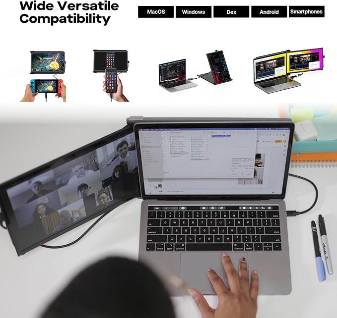 Portable Monitor for Laptops, New Mobile Pixels Duex Plus DS 13.3" FHD 1080P Laptop Screen Extender, USB C/HDMI Plug and Play Laptop Extended Monitor, Compatible with Windows/macOS/Android/Switch