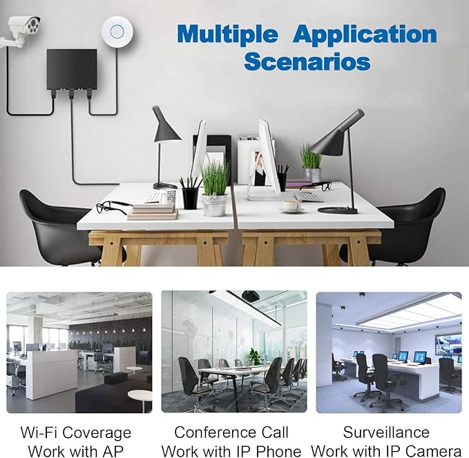 Yuanley 24 Port PoE Switch with 2 Gigabit Ethernet Uplink Port, Unmanaged 26 Port 802.3af/at 400W Power PoE+ Network Switch, Rackmount Plug and Play