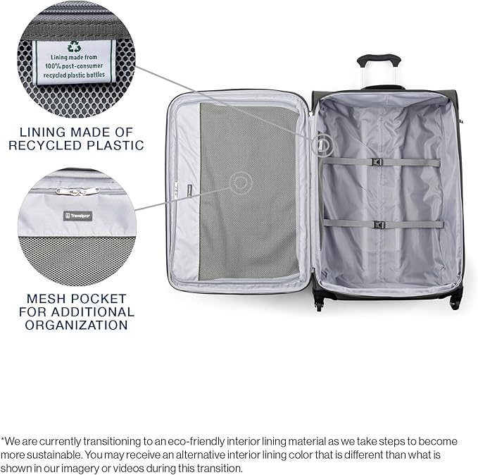 Travelpro Maxlite 5 Softside Expandable Checked Luggage with 4 Spinner Wheels, Lightweight Suitcase, Men and Women, Shadow Grey, Checked Large 29-Inch