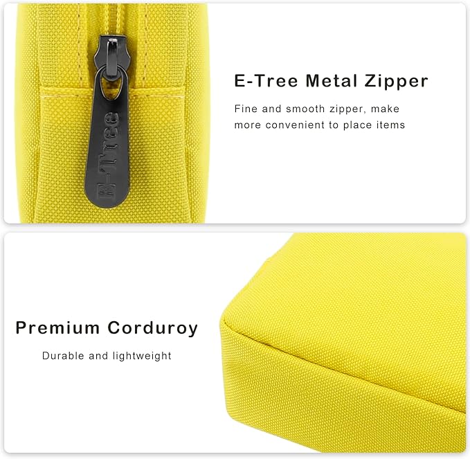 E-Tree Cute Small Makeup Bag,Cosmetic Toiletry Skin Care Make up Little Items Pouch for Purse,Zipper Mini Tech Charger Cable Electronic Organizer Case,Travel Accessories for Women Men Teen,Yellow