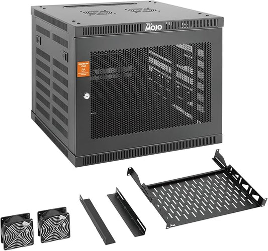 Tecmojo 9U Wall Mount Rack Cabinet, Heavy-Duty 176 Lbs High Load Capacity, 19” Enclosed Server Network Rack with Mesh Door, 17.7” Deep – Elite Collection
