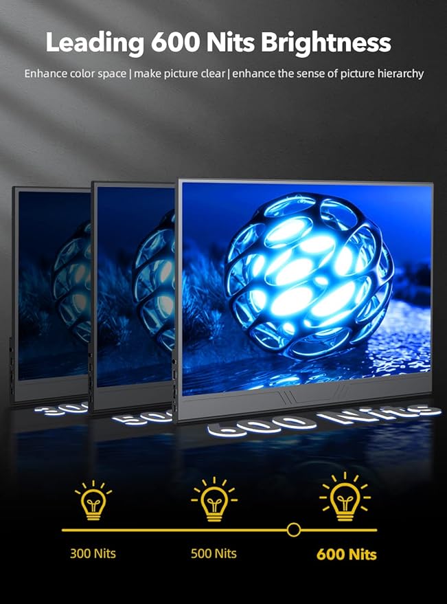 UPERFECT True 4K Portable Monitor, 15.6” 600 Nits Laptop Monitor, 100% AdobeRGB, UHD 3840x2160 USB-C & HDMI w/Smart Case, HDR FreeSync Eye Care, Travel Screen for Computer, Mini PC, Game Consoles