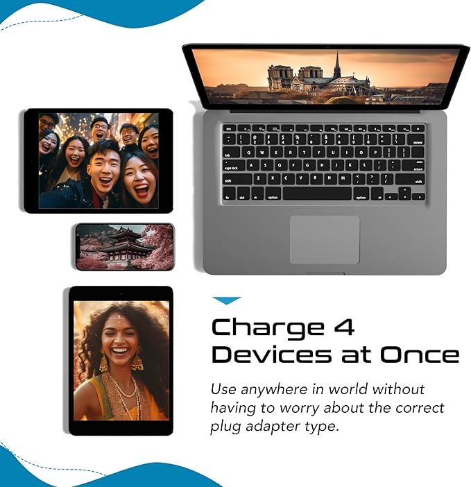 Ceptics International Power Plug Adapter Travel Set, 20W PD & QC, Safe Dual USB & USB-C 3.1A - 2 USA Outlet - Compact - Use Europe, Asia, Africa In Worldwide - Includes 13 Type SWadAPt Attachments