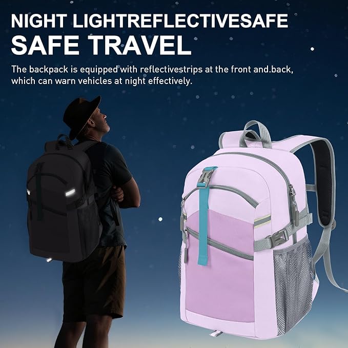 20L Lightweight Hiking Backpack for Men & Women – Small Travel Daypack with Phone Pocket – Durable & Compact for Hiking,Traveling,Camping,and Outdoor Adventure,Purple