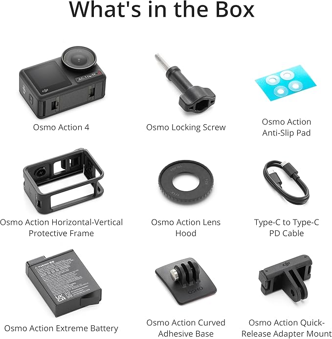 DJI Osmo Action 4 Standard Combo, 4K/120fps Waterproof Action Camera with a 1/1.3-Inch Sensor, Stunning Low-Light Imaging,10-bit & D-Log M Color Performance, Long-Lasting 160 Mins, Outdoor Camera
