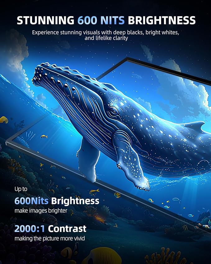 Newsoul 15.6” 4K UHD Portable Monitor, 3840x2400 Display, 100% Adobe sRGB, 600 Nits Brightness, 16:10 Aspect Ratio, HDR, USB-C HDMI Second Screen for Laptop/MacBook/Phone/Game Consoles