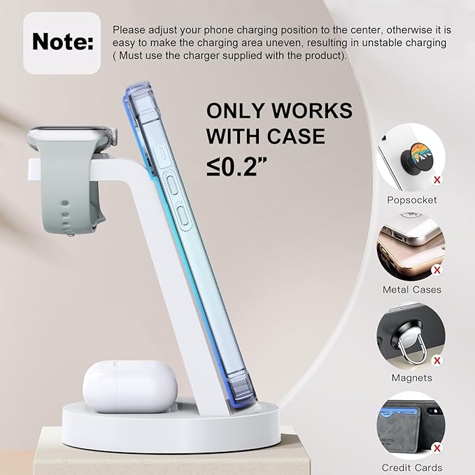 3 in 1 Charging Station for iPhone - Wireless Charger for Apple Products Multiple Devices - Charging Dock Stand for AirPods (for iPhone 17 16e 16 15 14 13 pro 12 11 X Max)