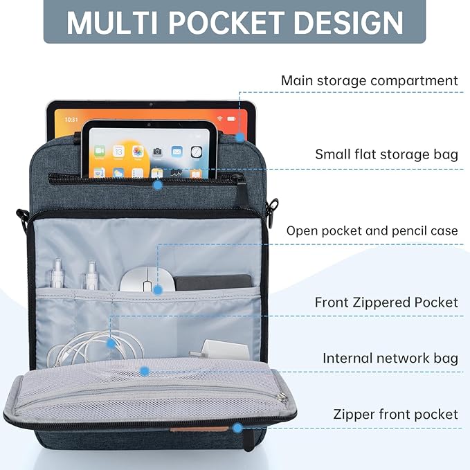 Tablet Sleeve Bag,Padded Protective Travel Carrying Case for iPad Pro M4 11", iPad Air M2 5/4th 10.9", Air 3th 10.5", iPad 10th 10.9", 9/8/7th 10.2