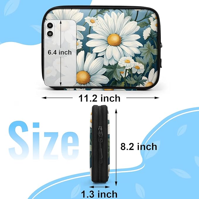 Daisy Flowers Electronics Travel Organizer Case, Tech Accessories Cable Storage Bag for Cords, Charger, Phone, Hard Drive
