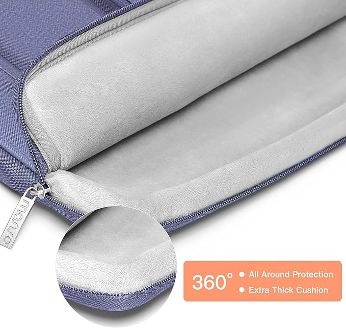 MOSISO 360 Protective Laptop Case 13.3 inch, 13-13.3 inch Laptop Sleeve Compatible with MacBook Air/Pro 13 / Pro 14, HP Dell ASUS Lenovo,Side Open Bag with 2 Raised&1 Flapover Pockets, Lavender Gray