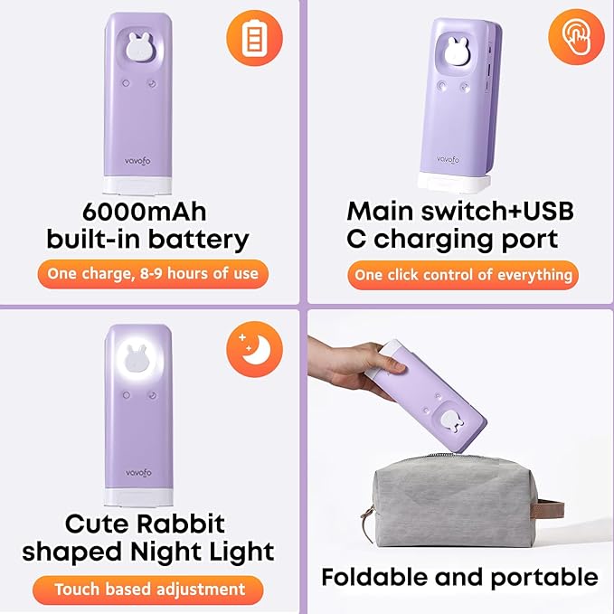 VAVOFO Desk lamp Rechargeable Foldable & Portable Light,15 Light dimming Modes Cordless Lamp,Cute Desk lamp,Battery Operated 6000mAh LED Battery Lights,Modern Office