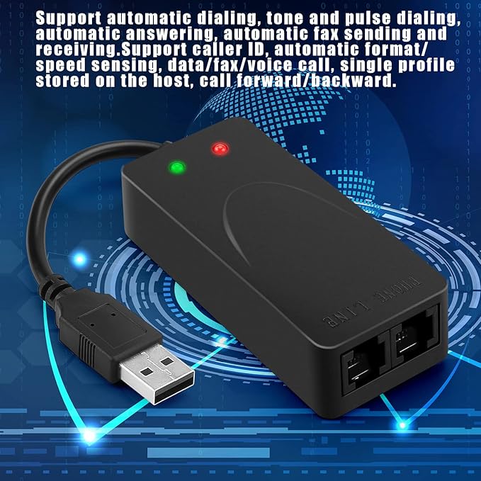 AGPtek External USB 2.0 3 in 1 Data Voice Dial Up Modem 56K V.92 V.90 CX93010 WIN7 Receive Send Fax on Computer with RJ11 Cable