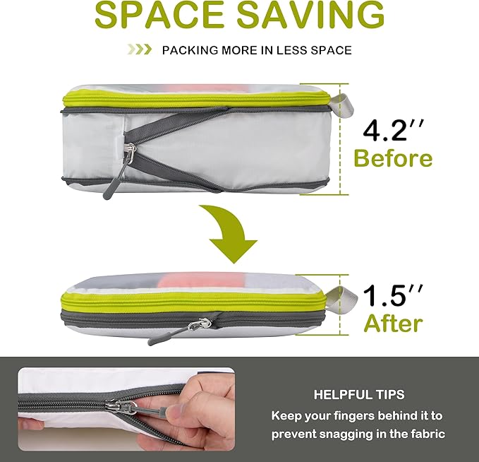 Cipway Mesh Compression Packing Cubes, Ultralight See Through Luggage Organizer Bags, Travel Essentials for Carry on Suitcase（3 Pcs,White）