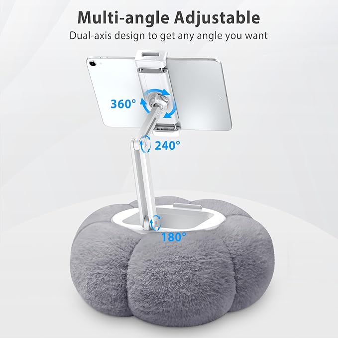 CreaDream Pumpkin Tablet Pillow Stand Holder for Kindle iPad, Adjustable Phone Pillow Stand for Lap Bed with Detachable Snack Bowl, Compatible with 4.7"-13" Tablet, iPad, iPhone, Samsung Tabs, Kindle