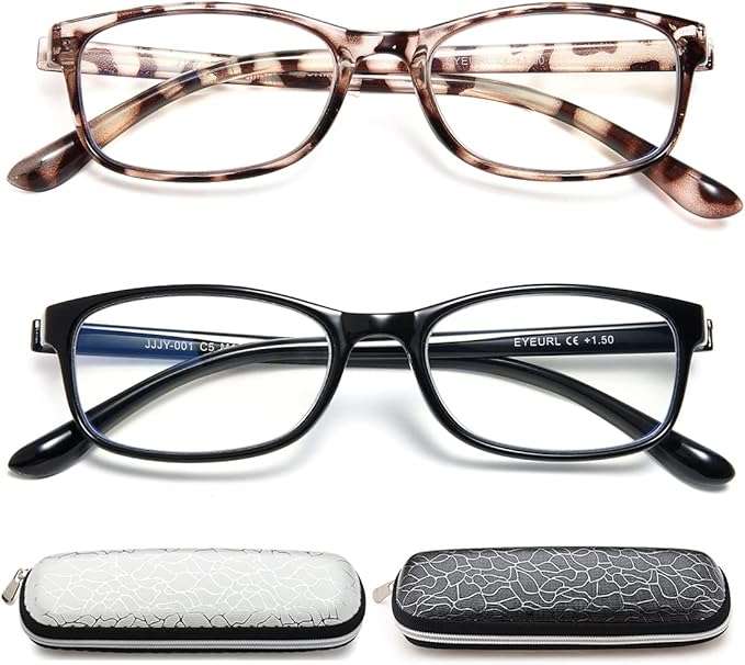EYEURL Reading Glasses Womens Blue Light Blocking - 2 Pack Lightweight Computer Readers +1.5 Glare Blocking Ladies Eyeglass