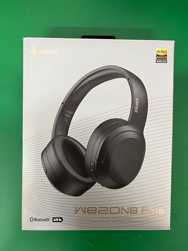 Edifier W820NB Plus Hybrid Active Noise Cancelling Headphones - LDAC Codec - Hi-Res Audio - Fast Charge - Over Ear Bluetooth V5.2 Headphones for Travel, Flight, Train, and Commute- Gray